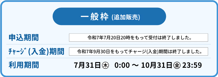 一般枠(追加販売)