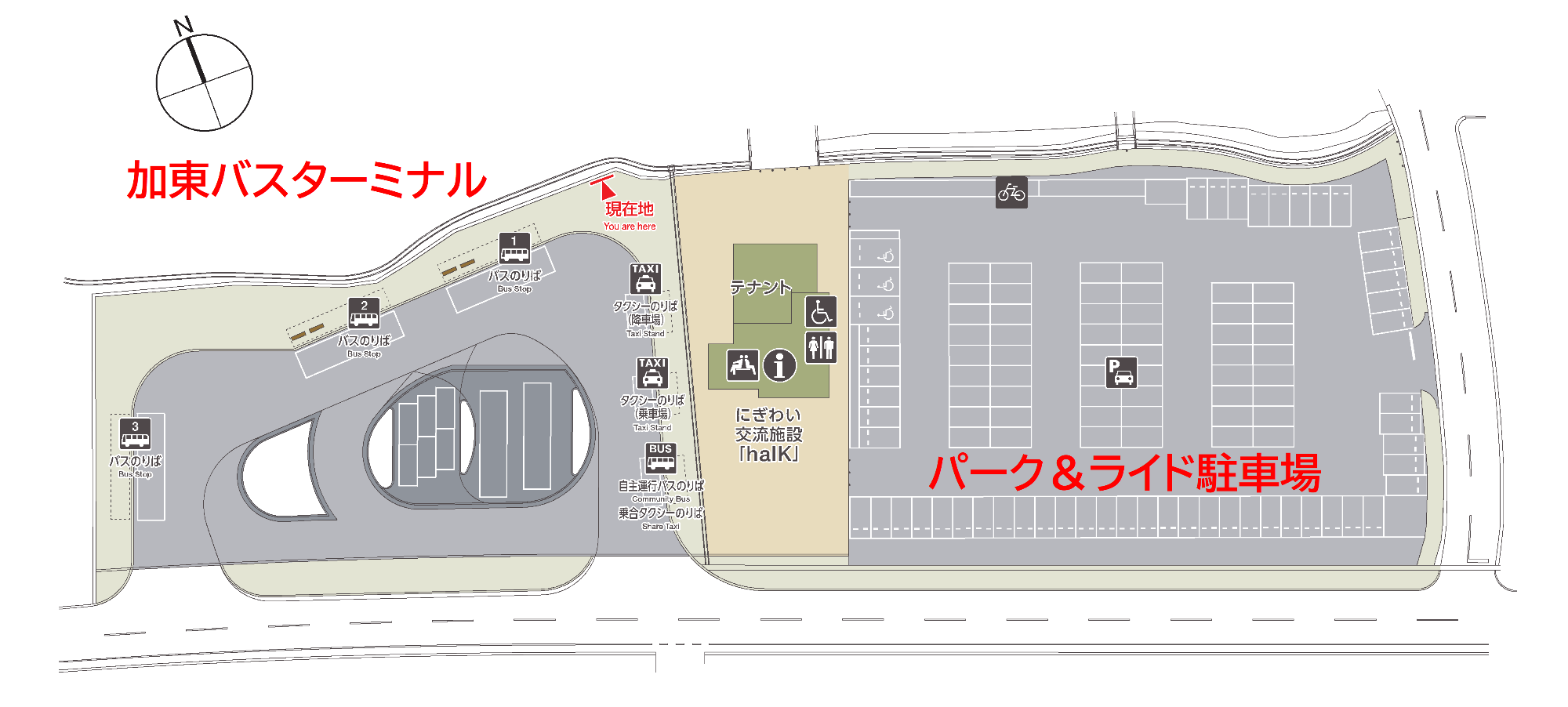 加東バスターミナル案内図