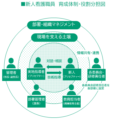 新人看護職員　育成体制・役割分担図