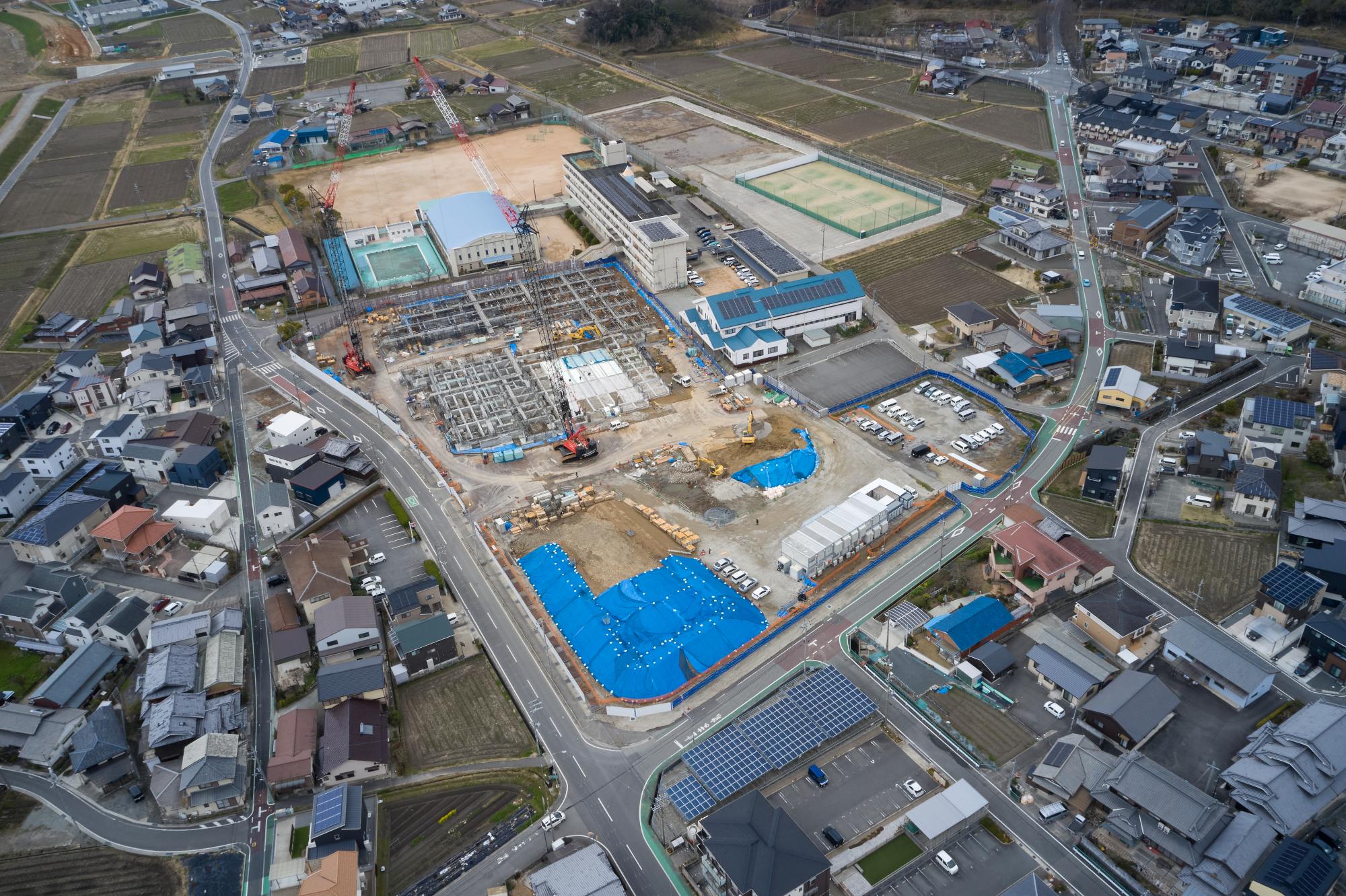 工事進捗　令和8年3月末　南東側上空からの写真