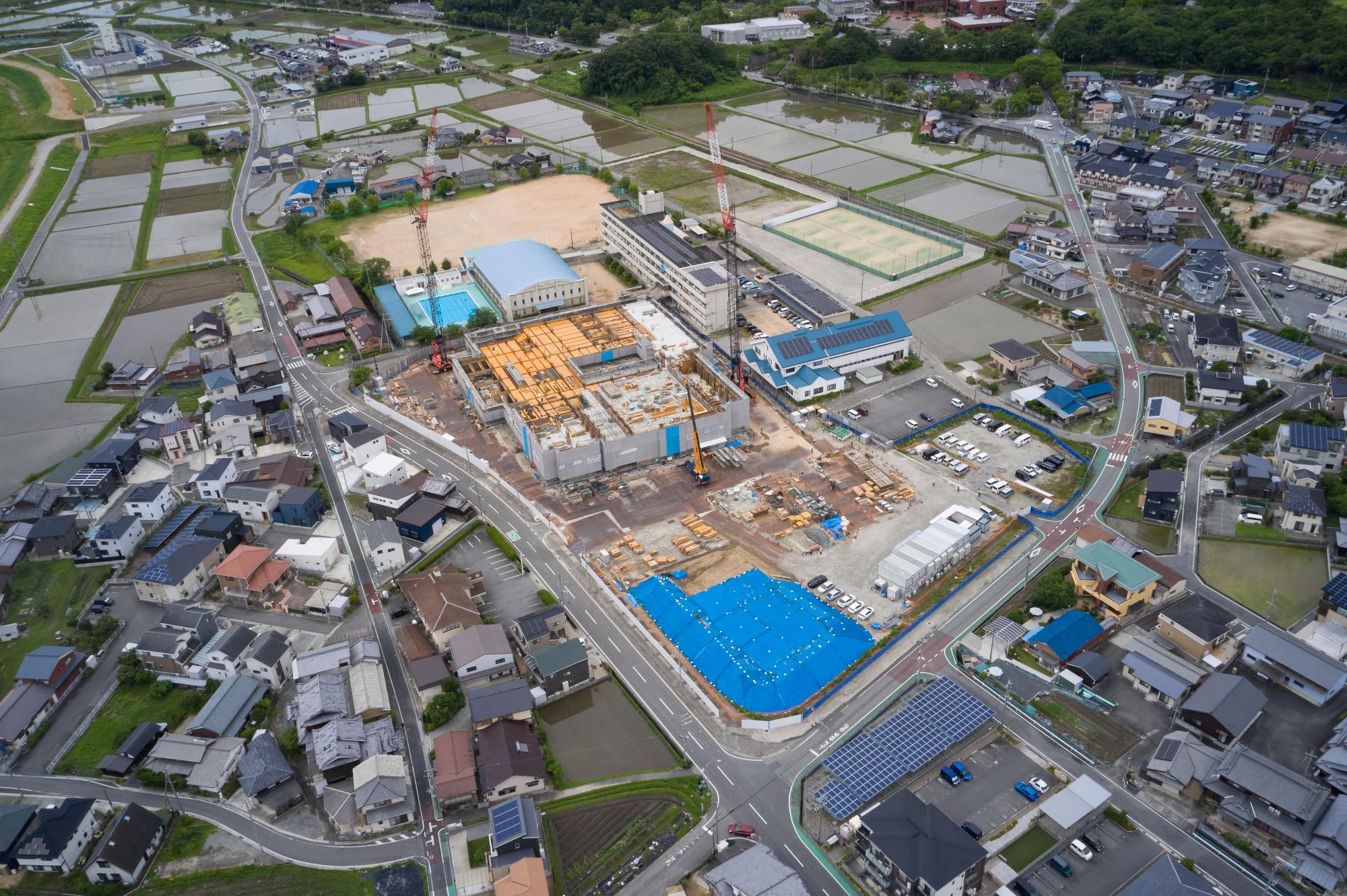 工事進捗　令和8年6月末　南東側上空からの写真