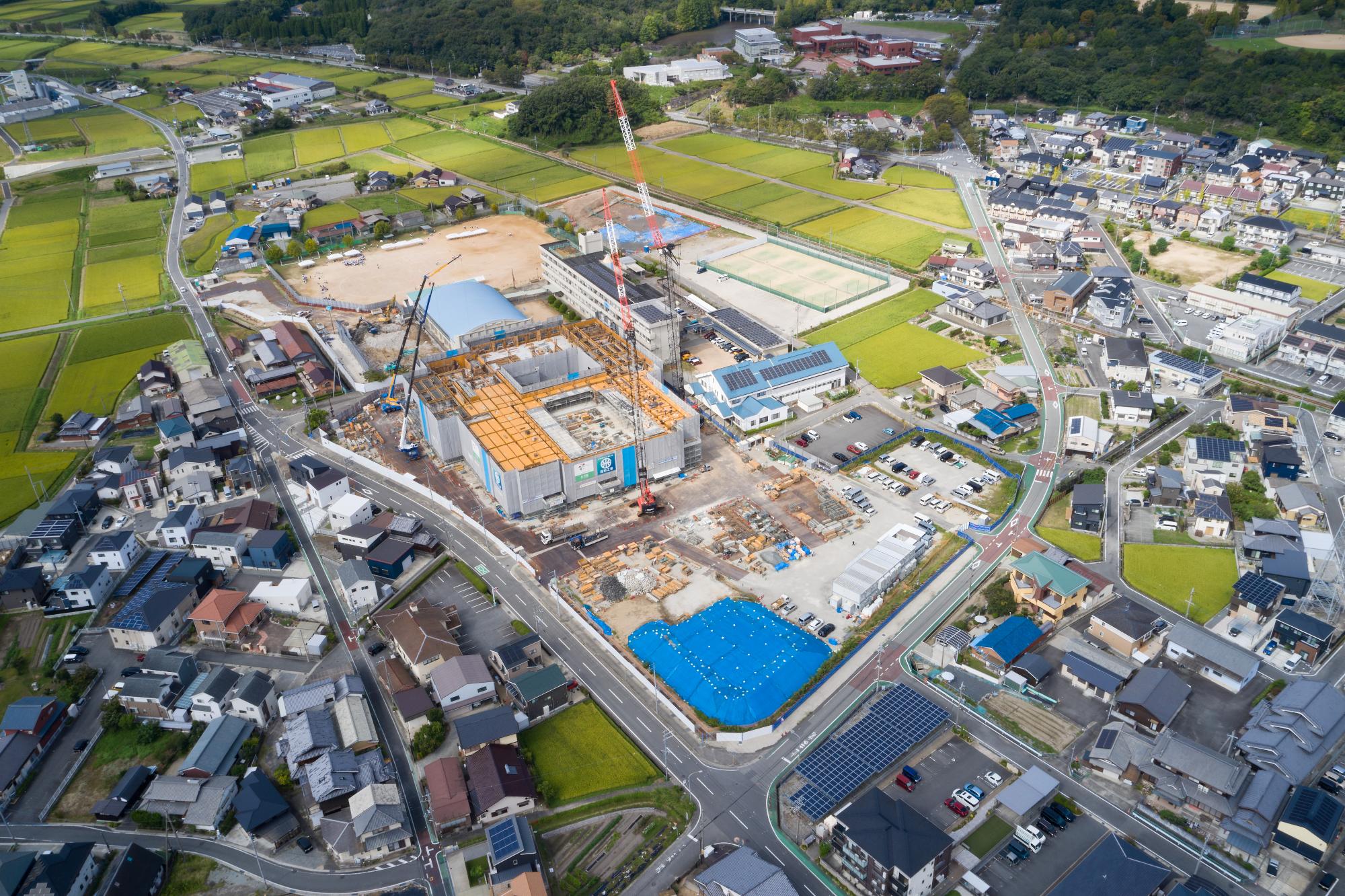 工事進捗　令和8年9月末　南東側上空からの写真